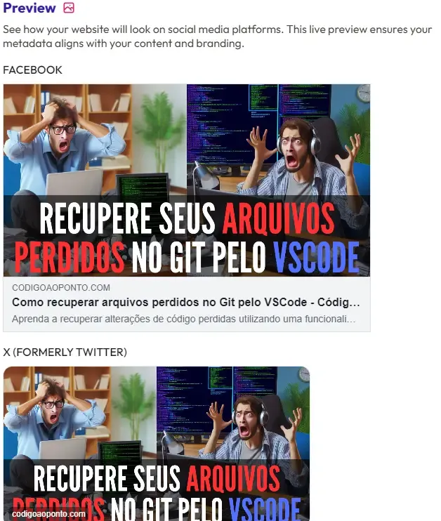 utilizando o site Open Graph para visualizar o preview do link do seu site nas mídias sociais com as OG Tags