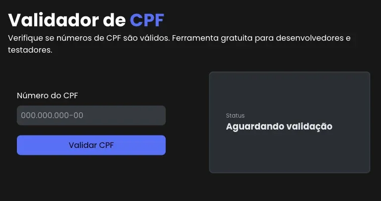 CPF Validator tool interface